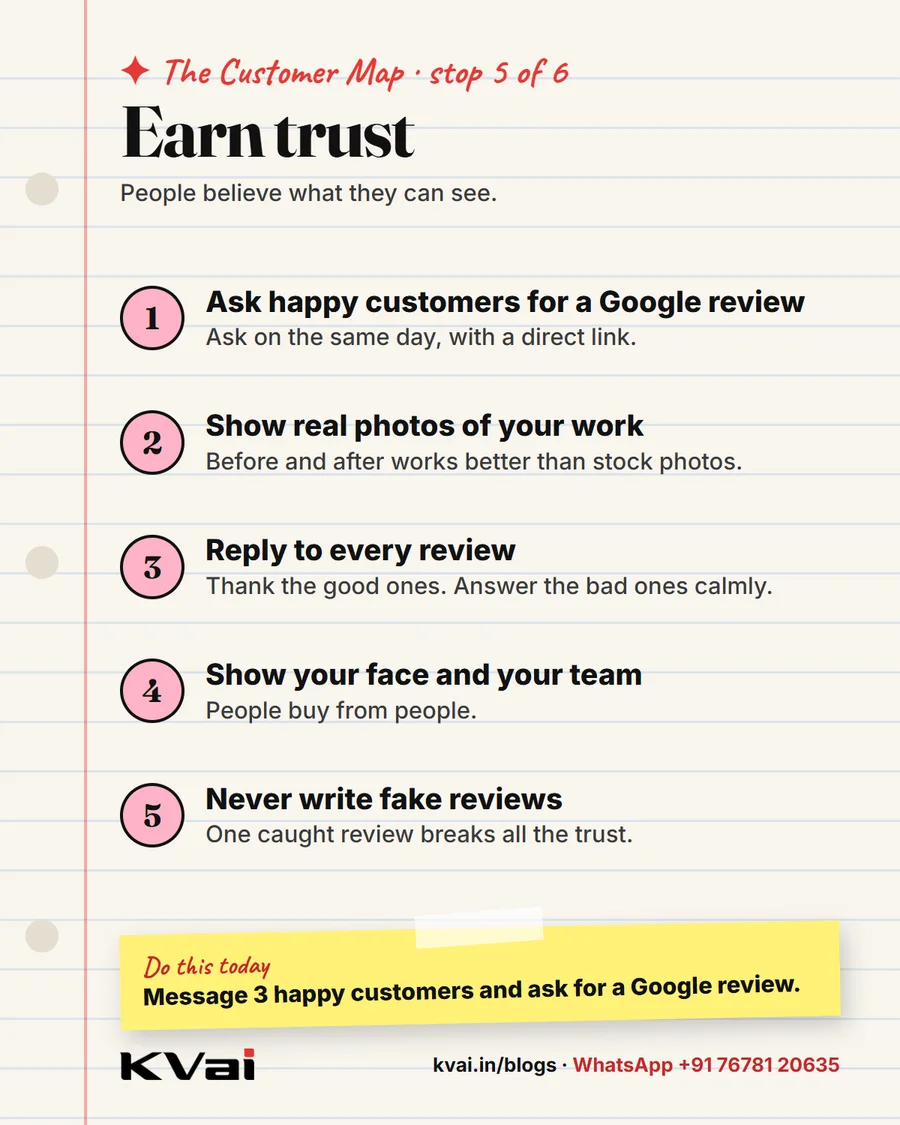 The Customer Map, stop 5: Earn trust. Five tips for a small business.