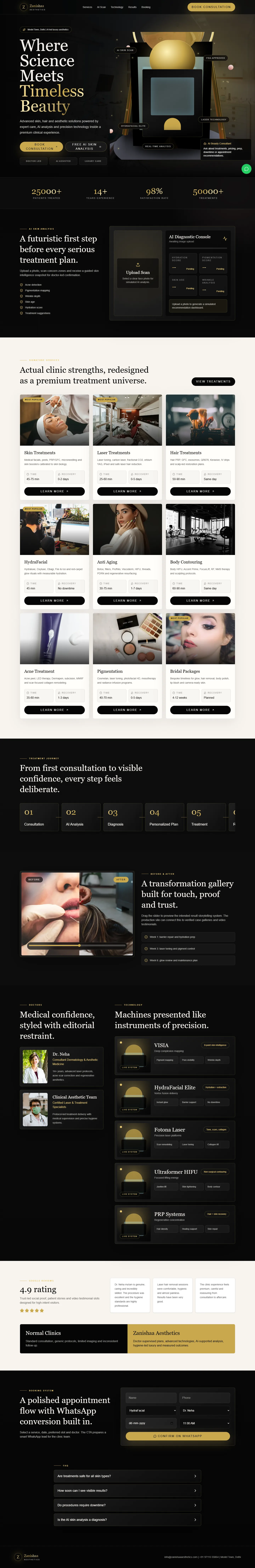 Zanishaa website — full-page preview